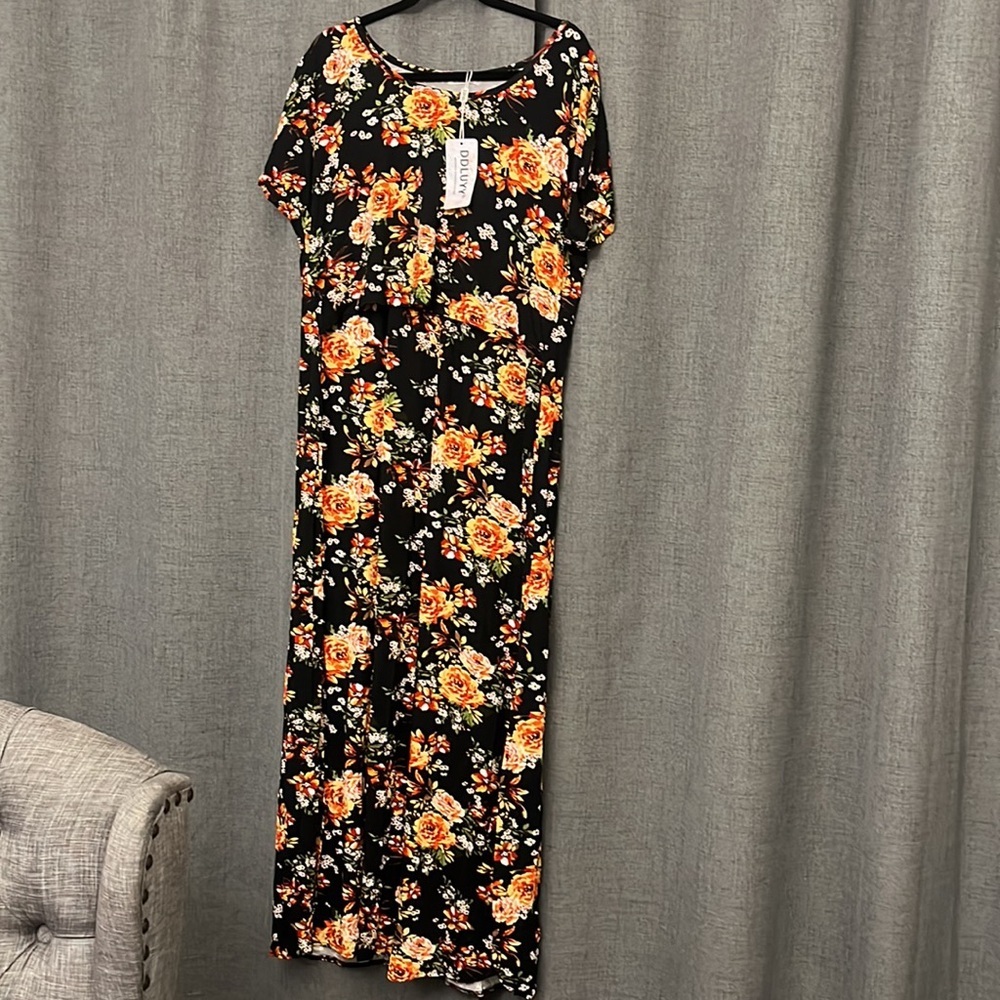 Women's Short Sleeves Maternity Dress Nursing Breastfeeding Dresses with Pockets